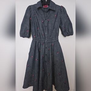Kate Spade Denim Cherry Dress Sz M ( By Measurements )
